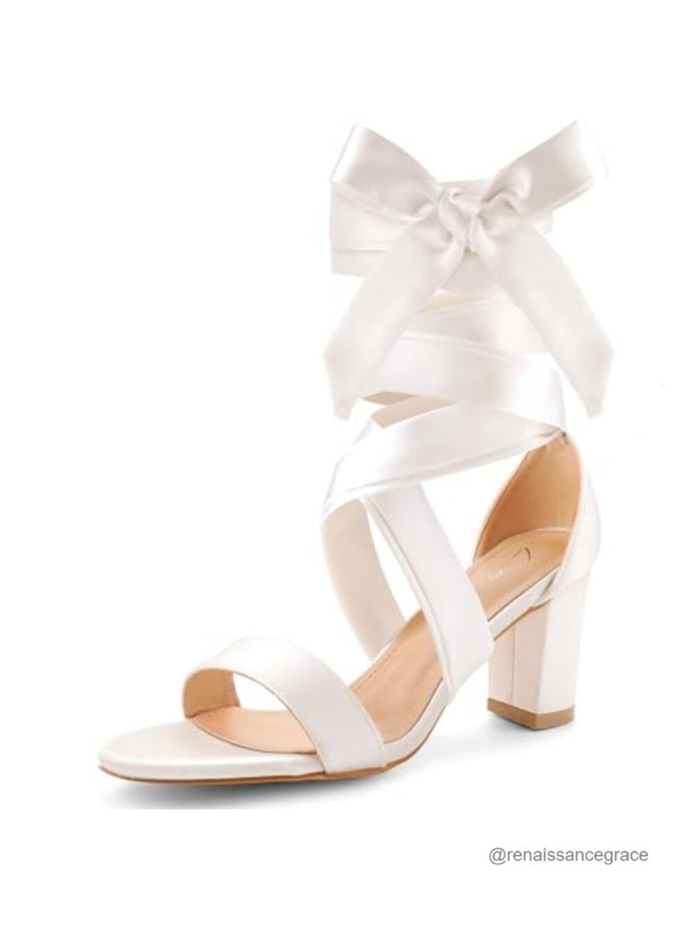 Strappy Block Heels Women Open Toe Lace Up Chunky Heel Sandals Satin